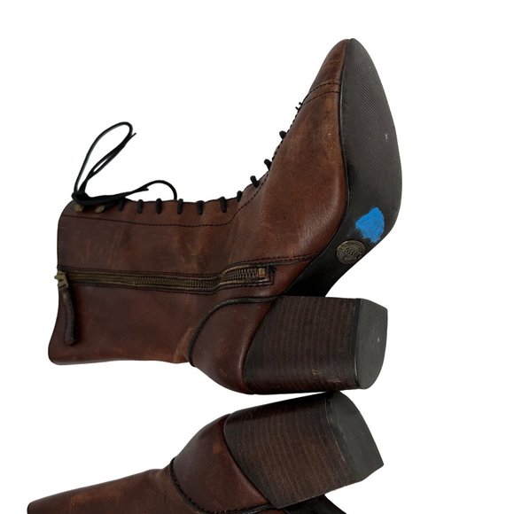 Women’s FOSSIL Leather Boots Size 7 Steampunk Lace Up Heels - Picture 15 of 15